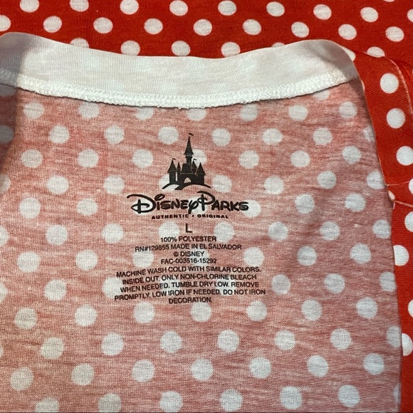 Disney Parks Red White Polka Dot Minnie Mouse Women's Blouse Shirt, Size Large - Picture 3 of 3